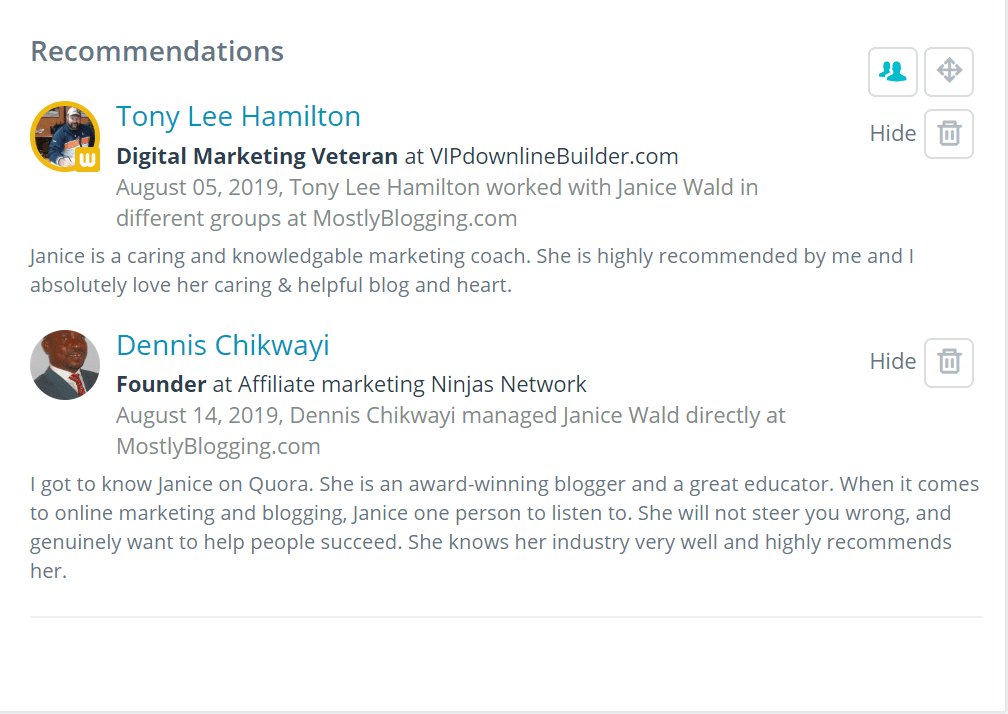 How to get testimonials on WebTalk per per lead site