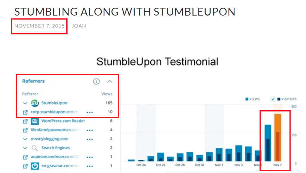 StumbleUpon results in massive blog traffic