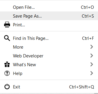 save page as Firefox