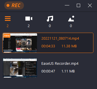 EaseUS Screen Recorder.