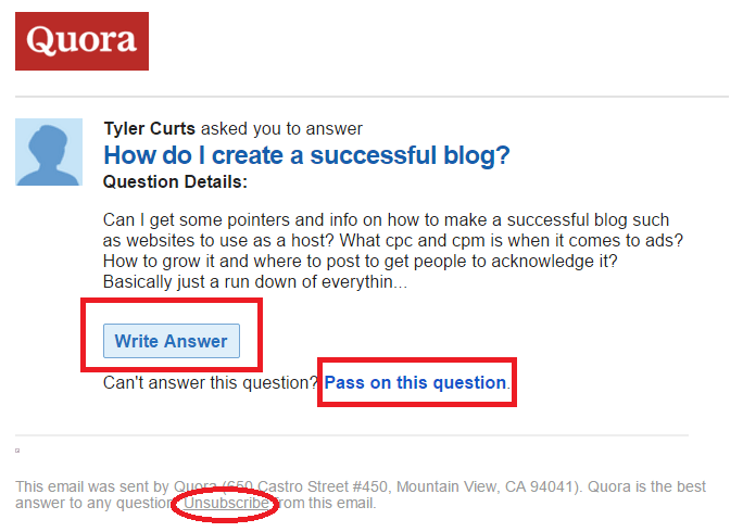 Quora gives you options like passing on questions and opting out.