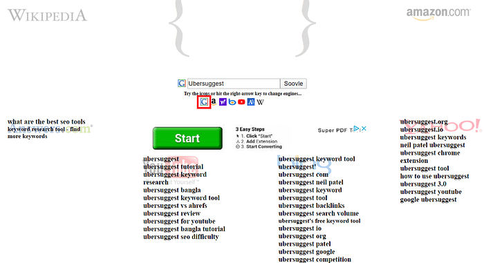 Soovle, an Ubersuggest alternative