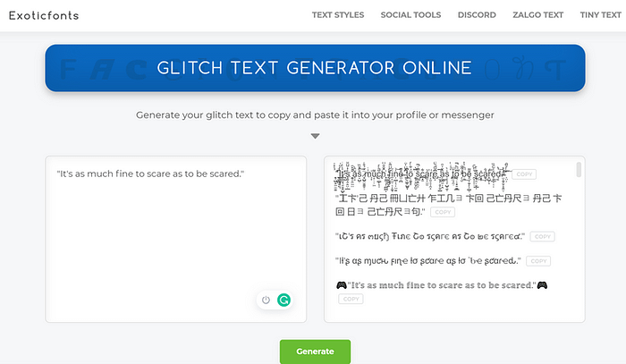cursed text generator