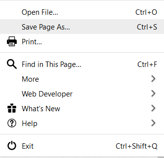 save page as save page as Firefox
