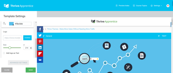 template settings create online course WordPress