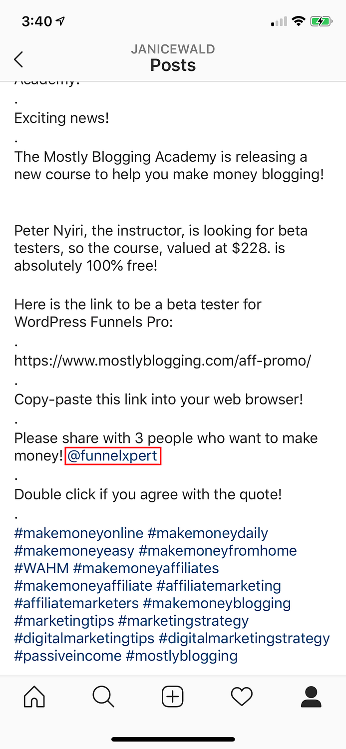 Tagging on social media