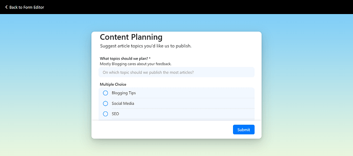 online form builder with database