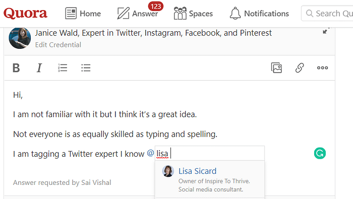Tagging on Social Media: Quora