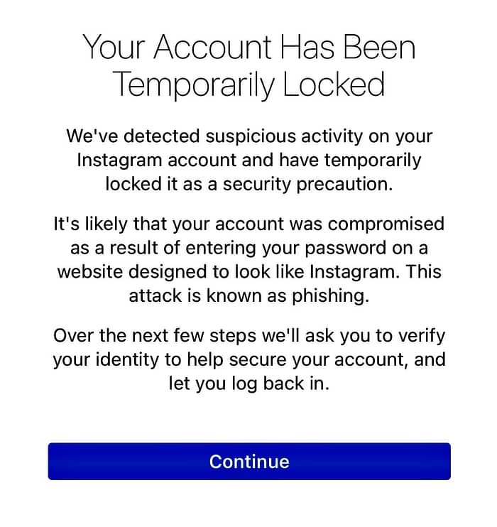 privacy and confidentiality Instagram phishing
