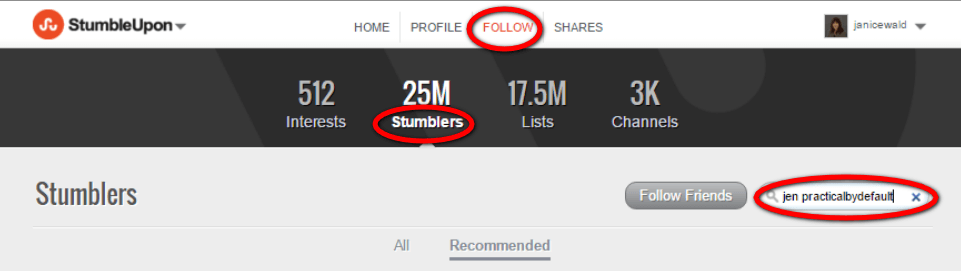 StumbleUpon How to Follow Users